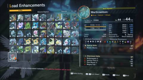 Load Enhacements to Fuse Digimon and gain more power in Digimon Story; Time Stranger