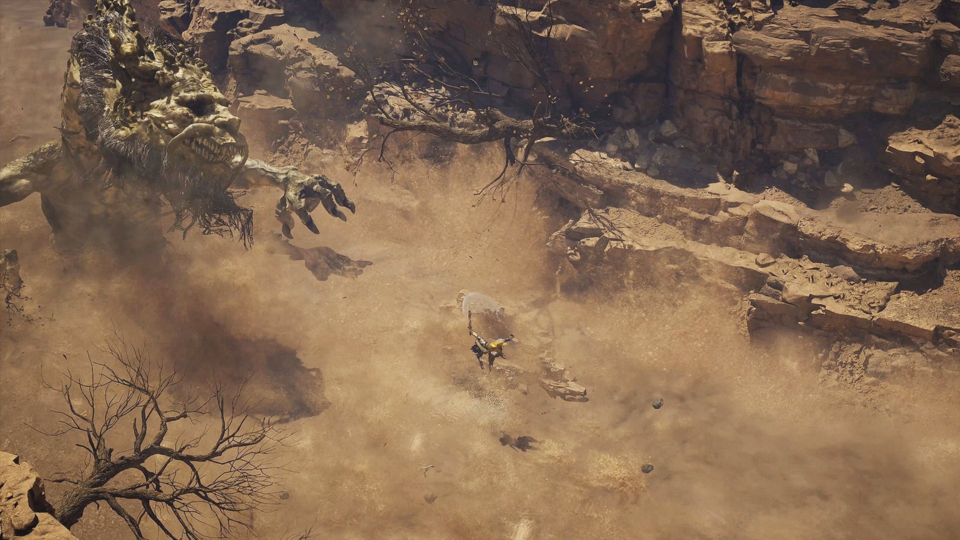 Combate em Loulan: The Cursed Sand com habilidades de areia