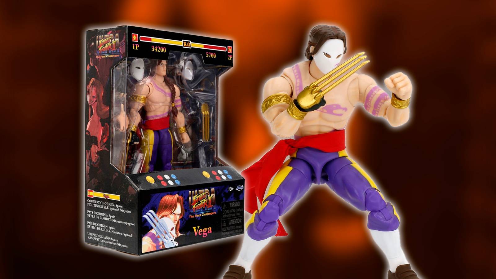 Jada Toys Street Fighter II Vega Wave 4 Figurine d'action échelle 1:12, 15,2 cm de Haut, têtes interchangeables, Accessoires Mains et Griffes Jada Toys Street Fighter II Vega Wave 4 Figurine d'action échelle 1:12, 15,2 cm de Haut, têtes interchangeables, Accessoires Mains et Griffes