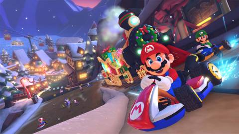 Mario and Luigi in one of the DLC courses - Mario Kart 8 Deluxe