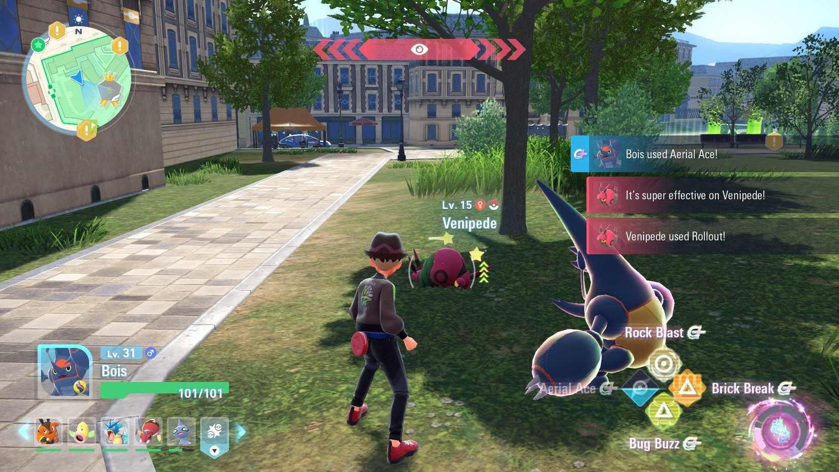 mega evolved heracross using plus moves in pokemon legends za