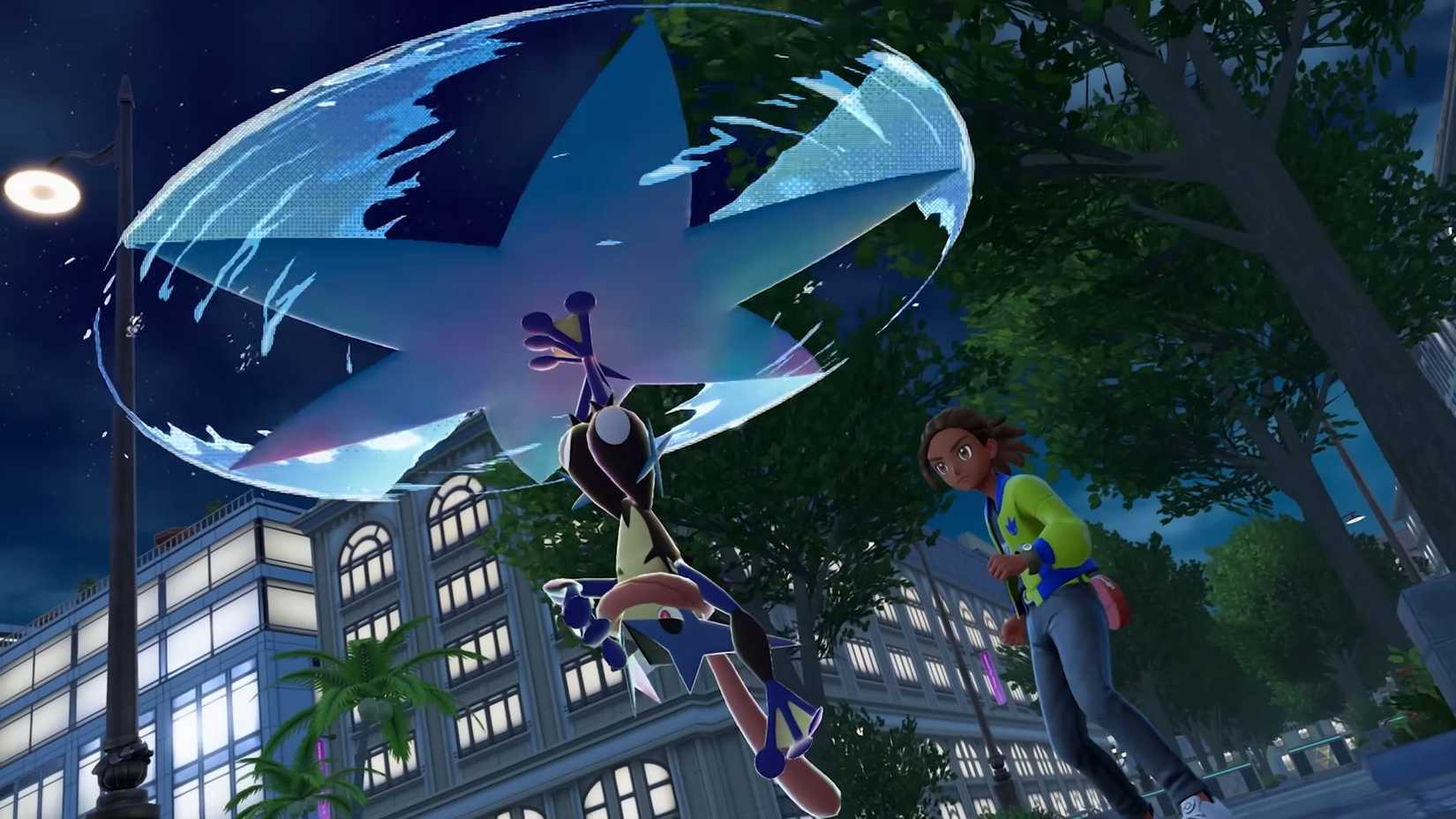 Mega Greninja alongside its trainer - Pokemon Legends Z-A