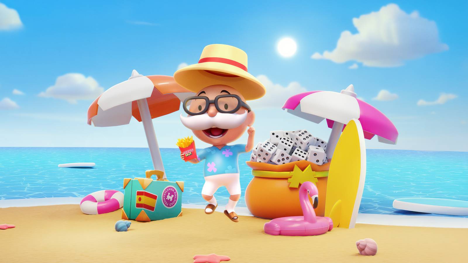 Uncle Pennybags promoting McDonald's Monopoly GO crossover