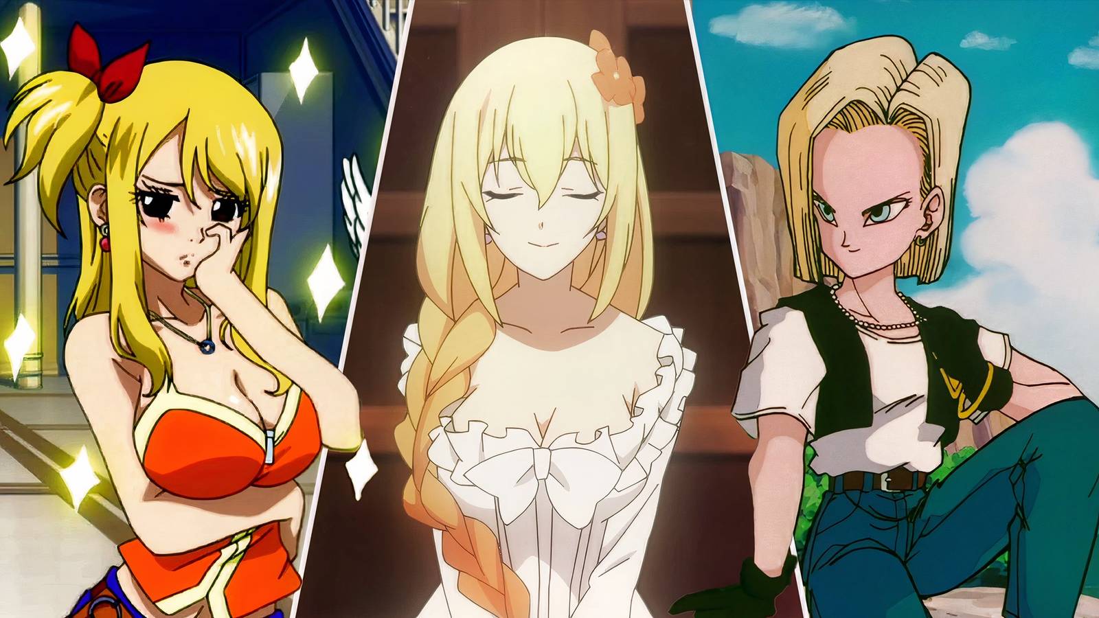 most iconic anime girls blonde hair android 18, lucy, darkness-1