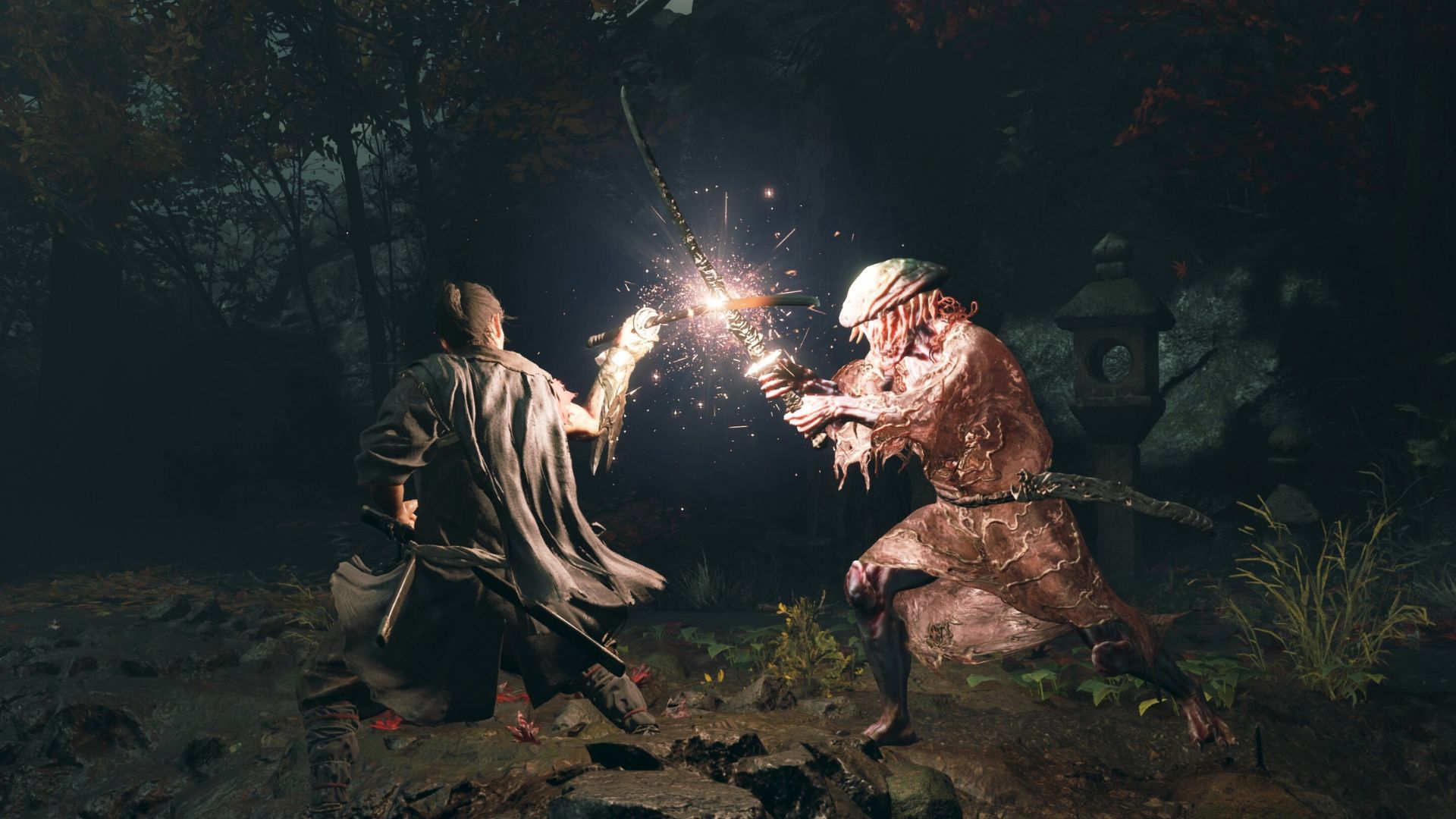 Musashi clashes swords against another sword-wielding enemy - Onimusha Way Of The Sword