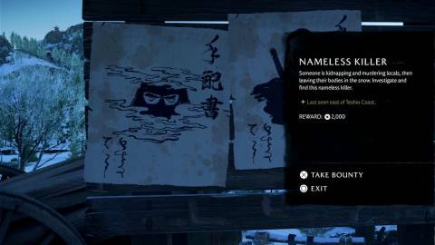 nameless killer bounty poster in ghost of yotei