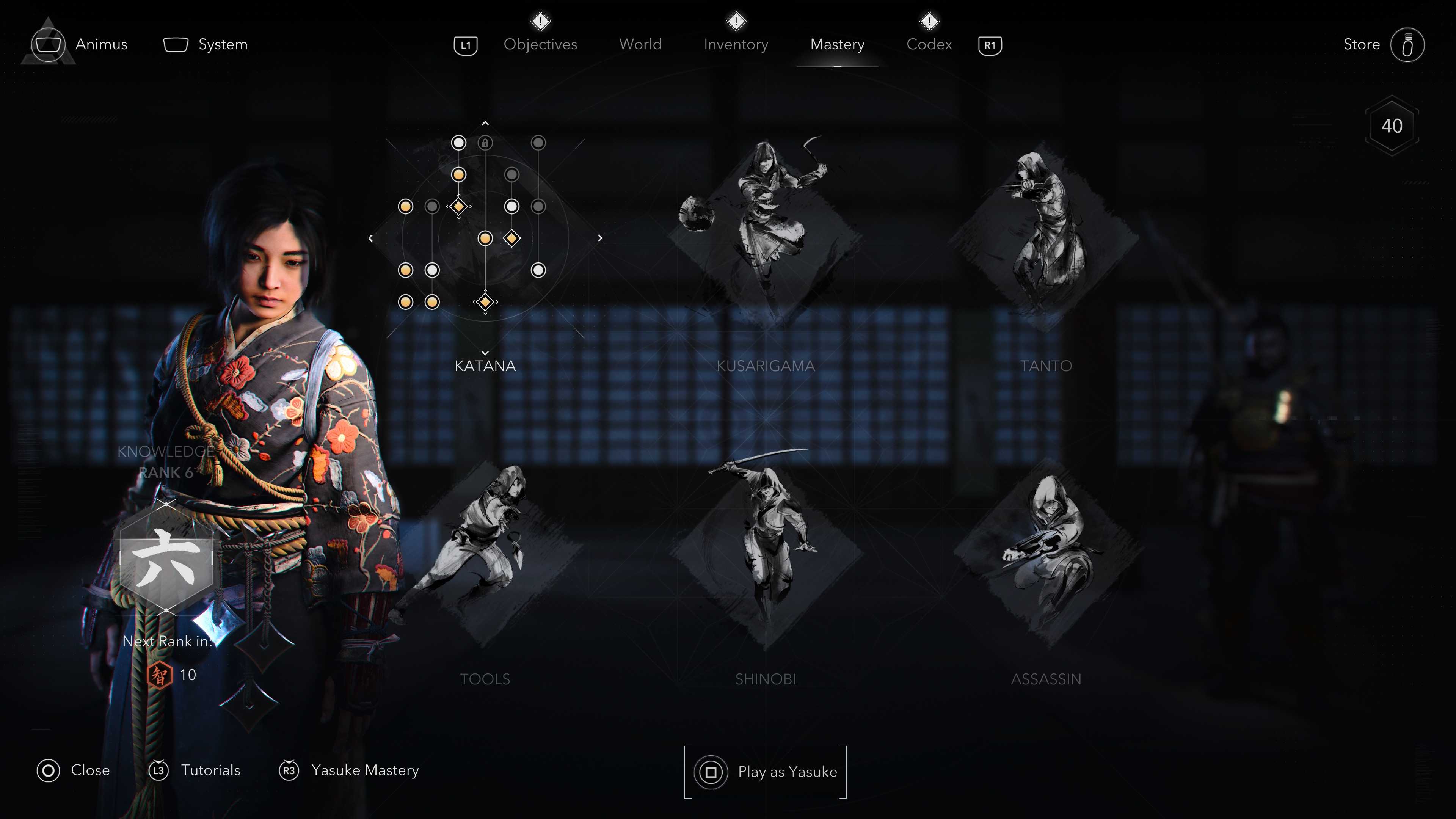 Naoe’s skill tree in Assassin's Creed Shadows