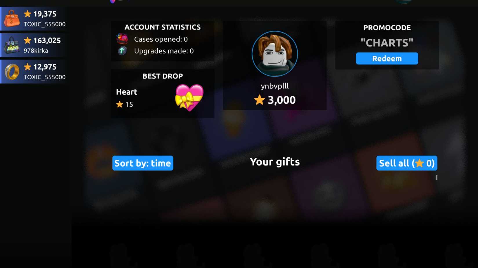 Batalha NFT - a aba de códigos