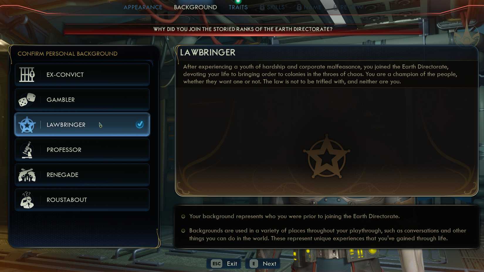 Outer Worlds 2 Best Starting Builds Dear Leader Lawbringer Background