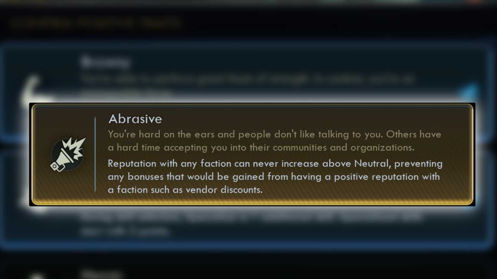 Outer Worlds 2 Negative Traits Abrasive