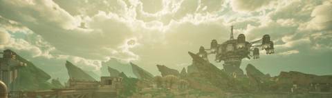 A landscape shot of Vox Relay station on Paradise Island in Outer Worlds 2.