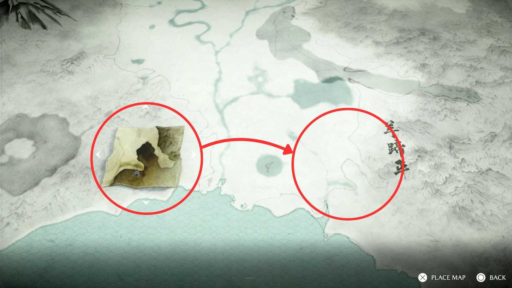 placing a traveler's map in ghost of yotei
