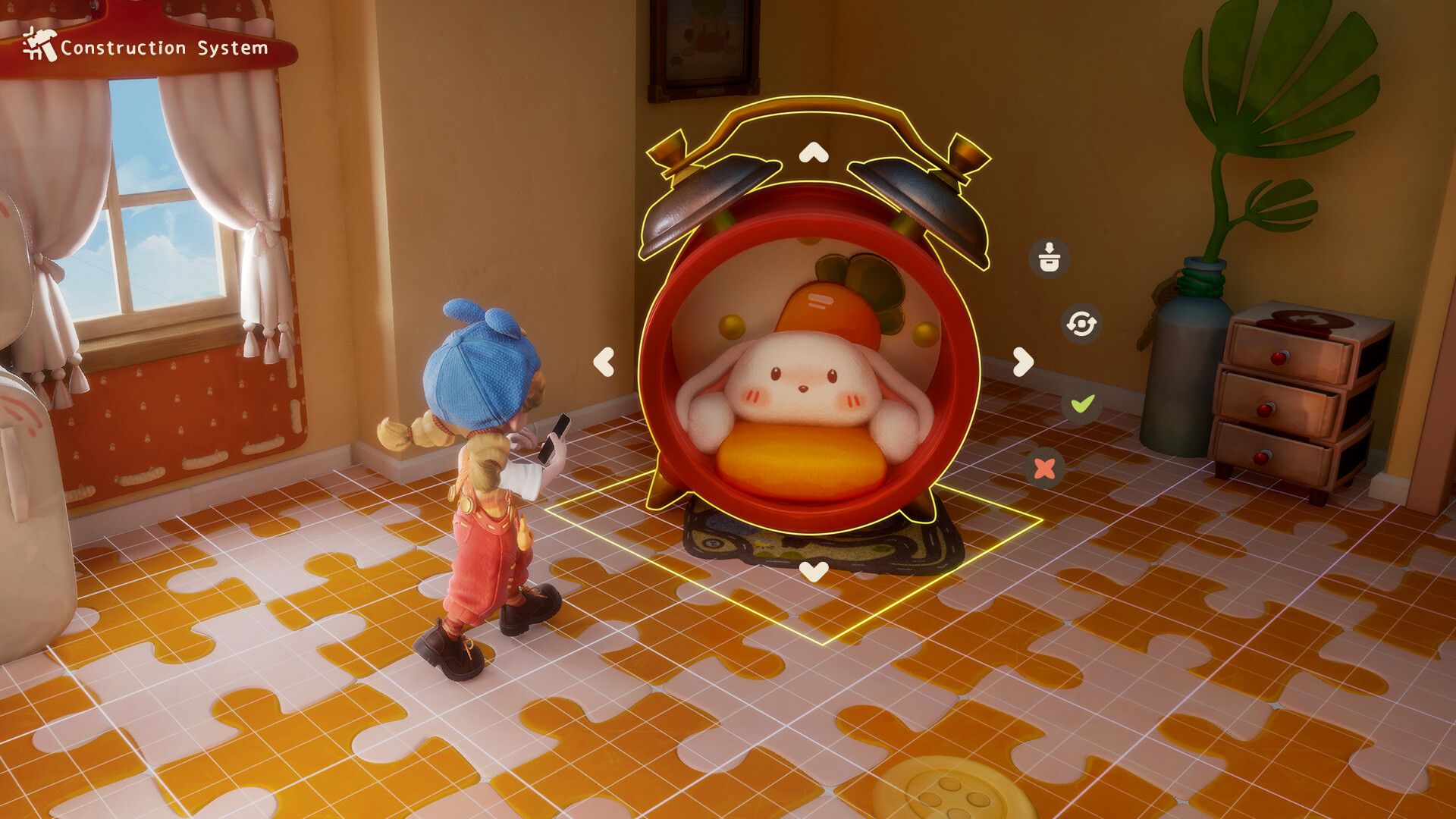 Menempatkan dekorasi rumah di Animula Nook, game kustomisasi rumah.