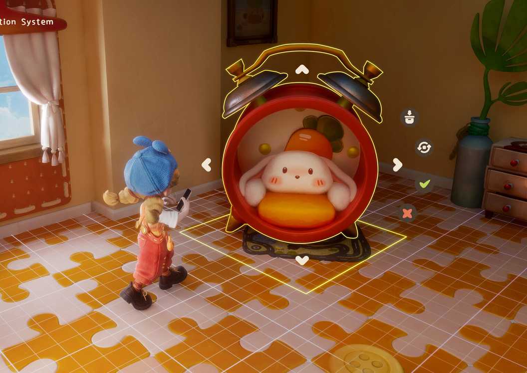 Menempatkan dekorasi rumah di Animula Nook, game kustomisasi rumah.