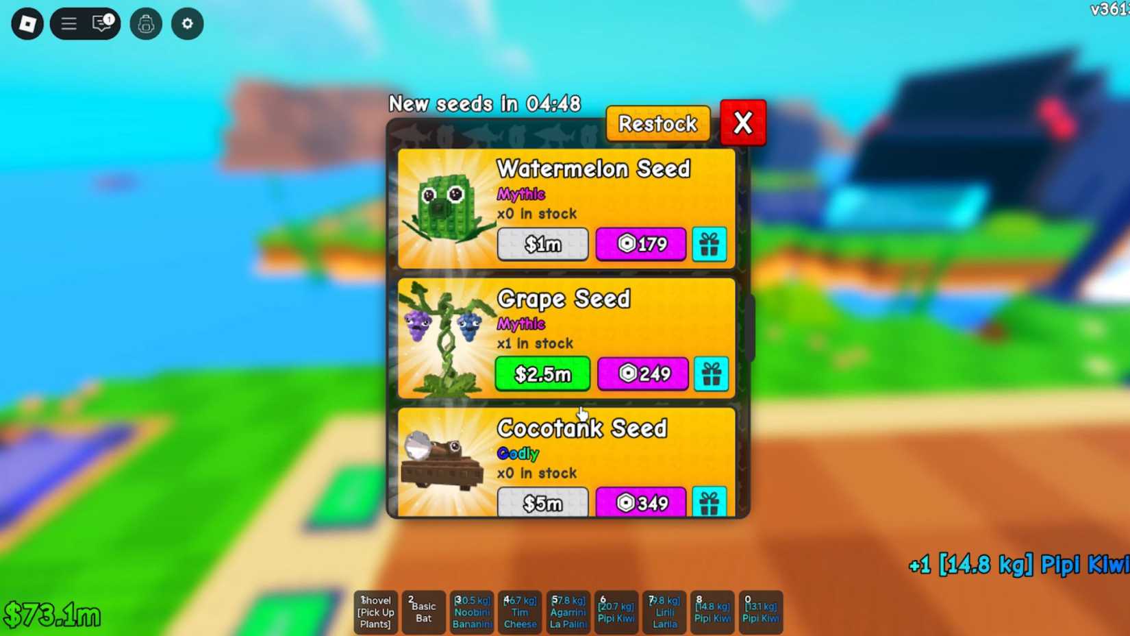 Plants vs Brainrots seeds shop