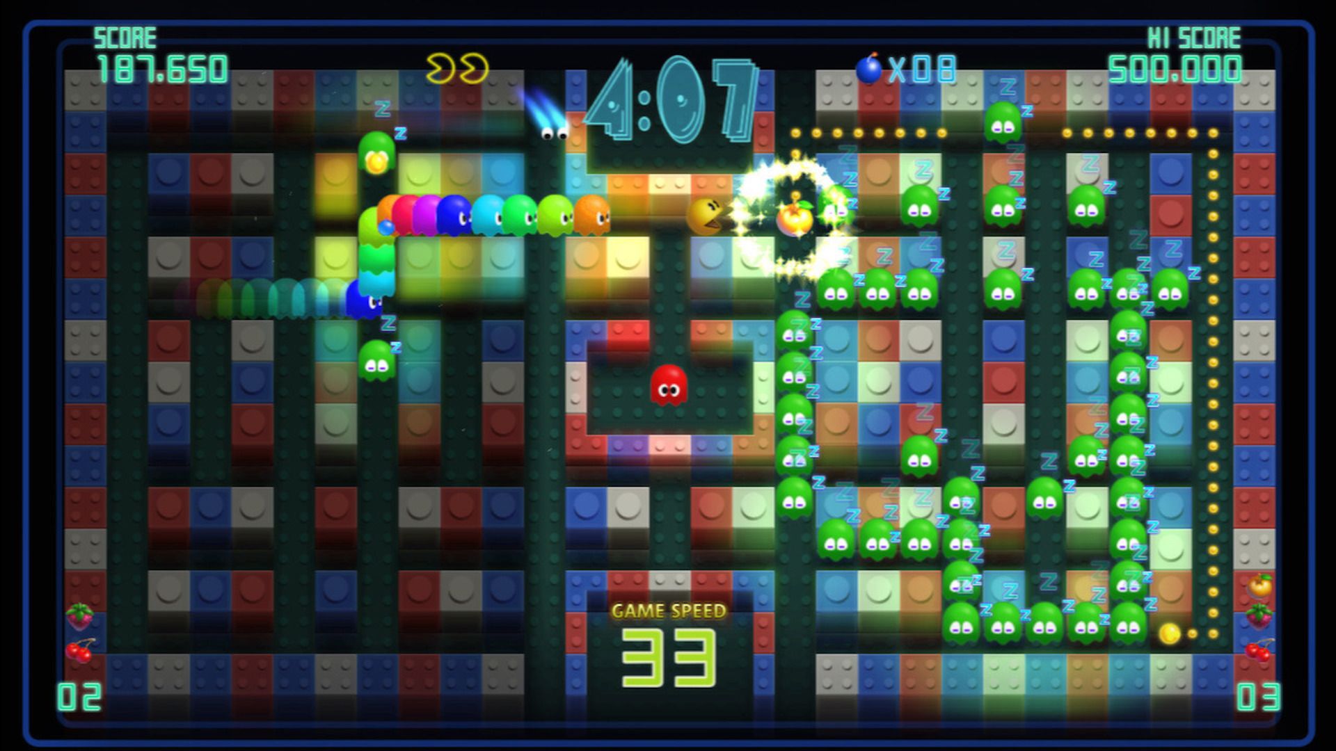 Playing a 3D level in Pac-Man Championship Edition DX