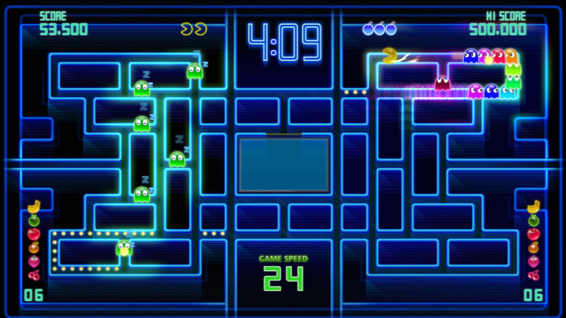 Playing a level in Pac-Man Championship Edition DX