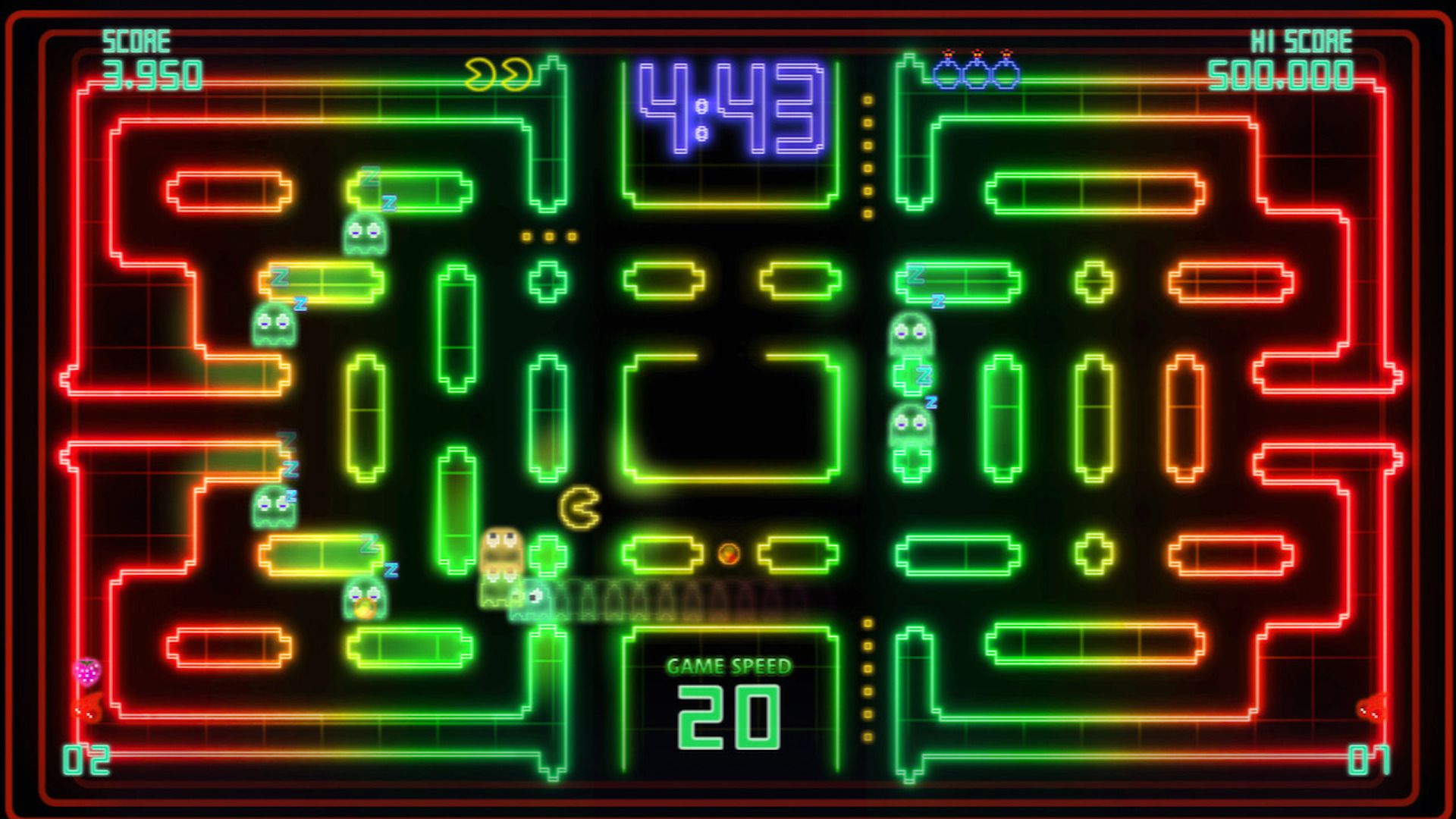 Playing a remixed level in Pac-Man Championship Edition DX