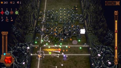 Playing as The Cogitator in the Bone X Yard level in Ball X Pit