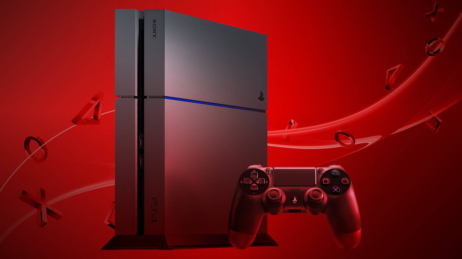 PlayStation 4 on ominous red background