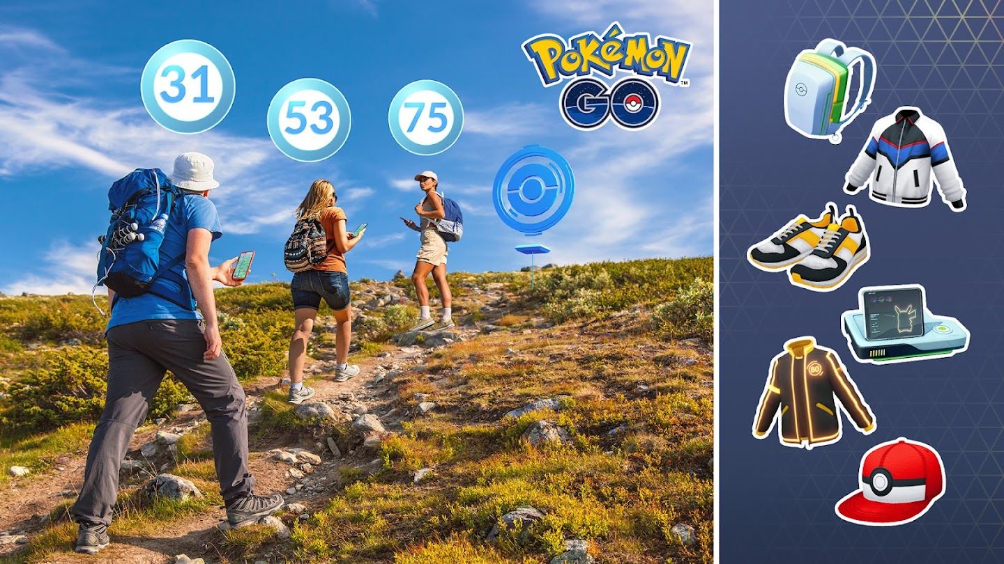 Ilustração promocional do sistema de níveis do Pokémon GO.