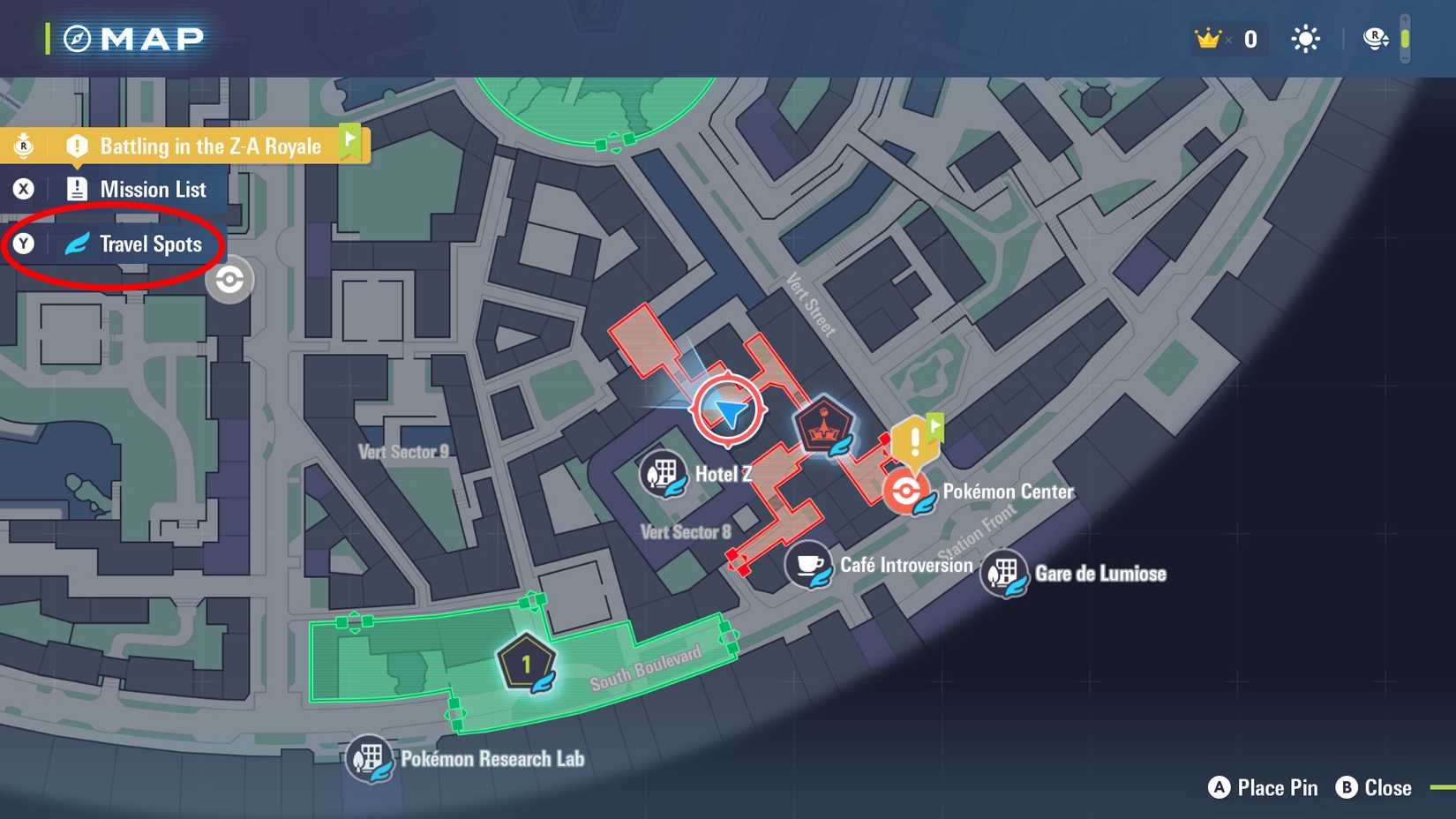 Pokemon Legends Z-A Fast Travel System Map Travel Spots