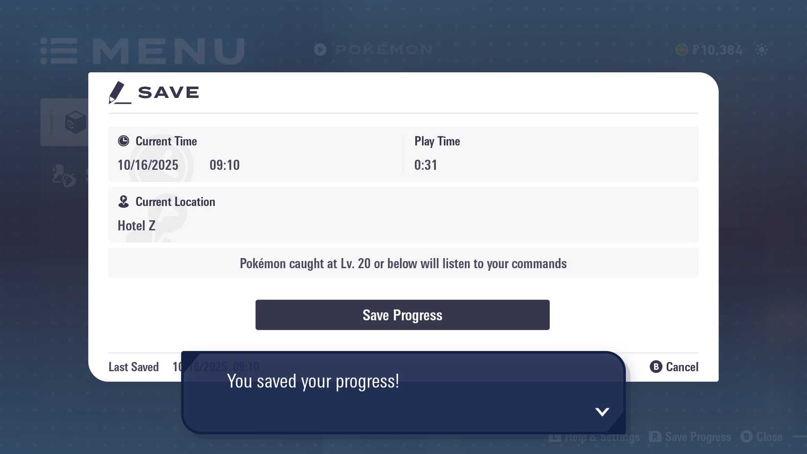 Pokemon Legends Z A Manual Save
