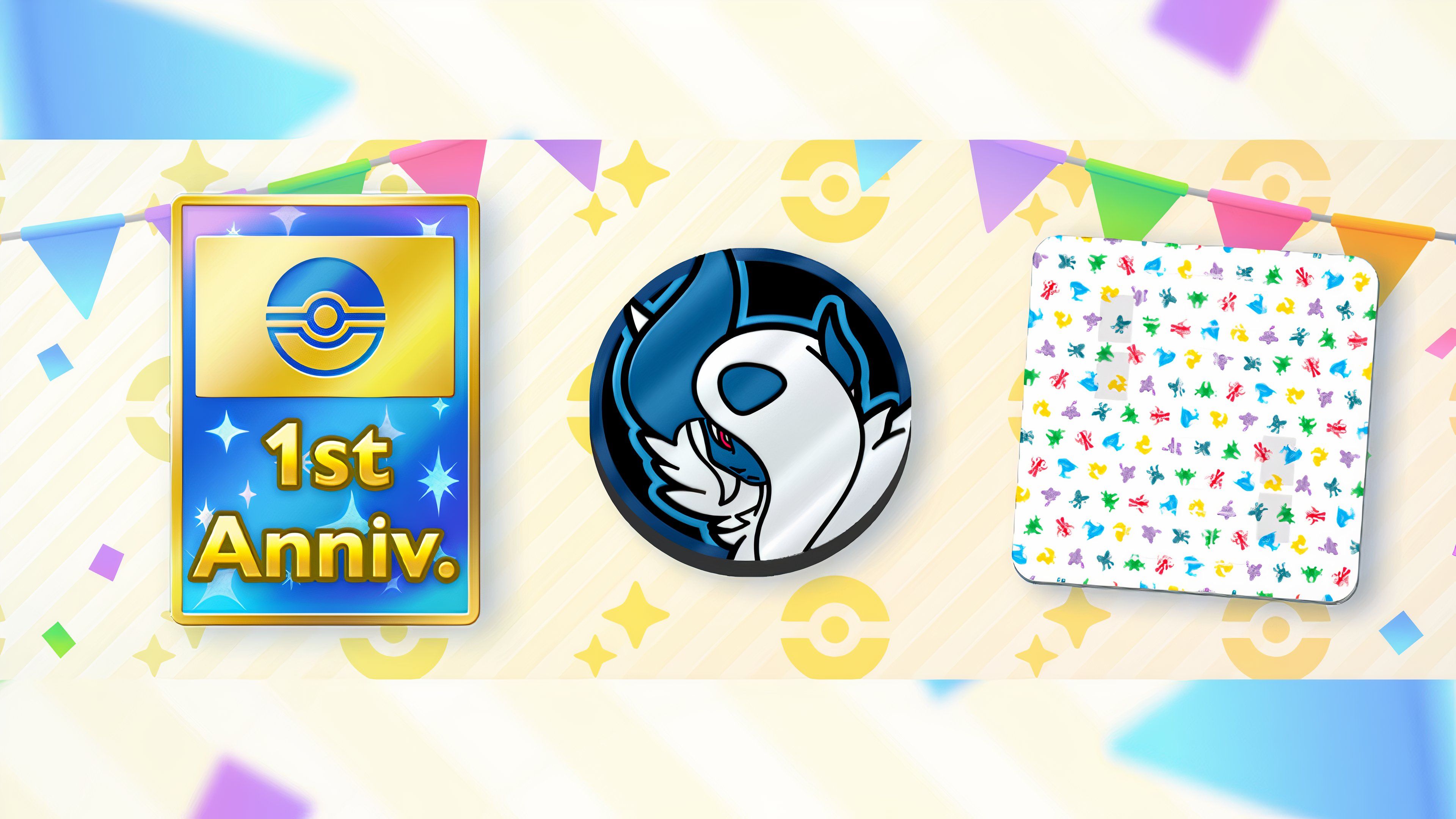 Interface de recompensa de missões especiais de aniversário do Pokémon TCG Pocket.