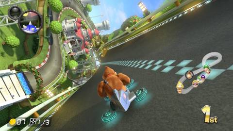 Racing as DK in Mario Kart 8 Deluxe