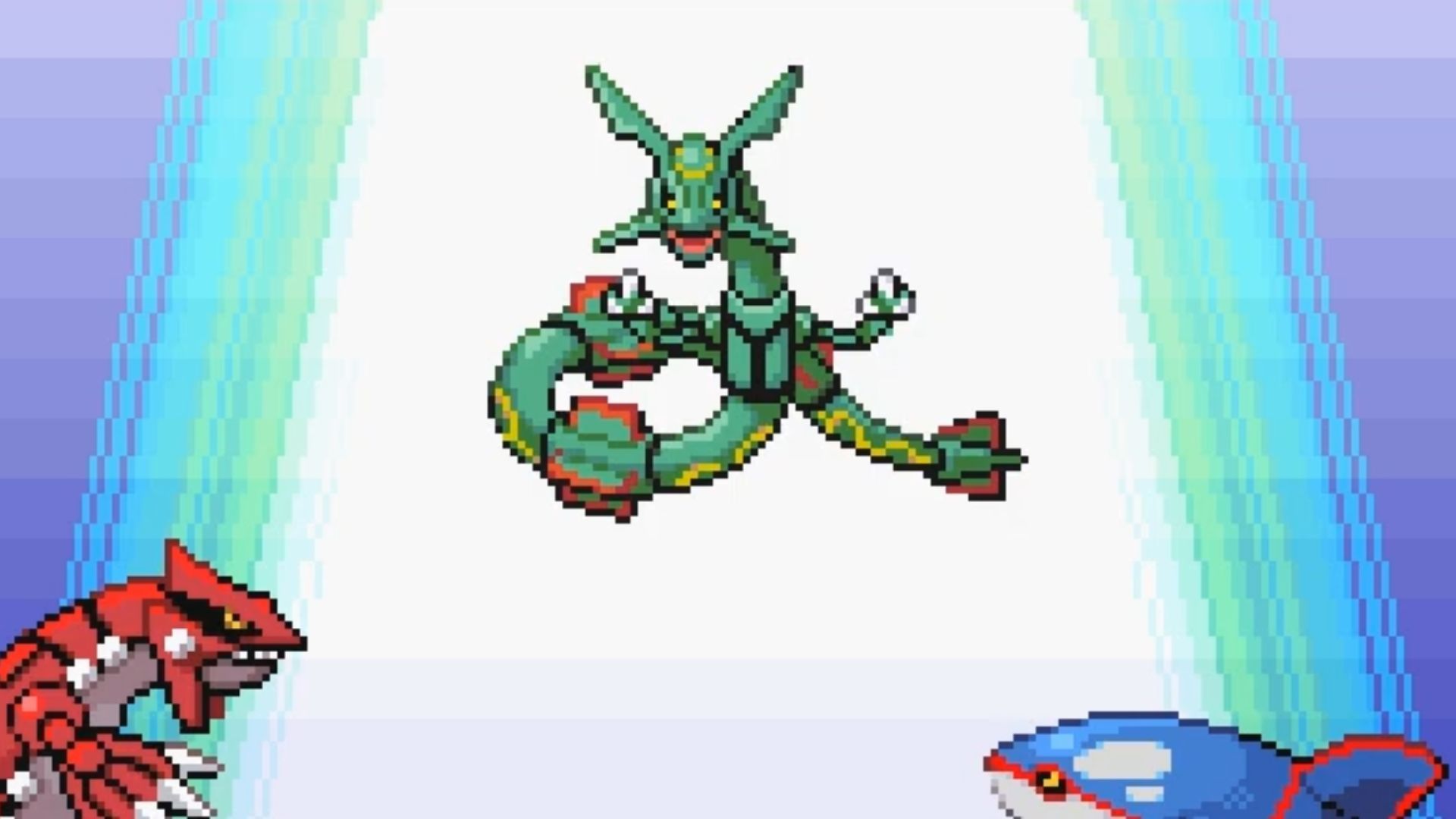 Rayquaza tries to calm down Groudon and Kyogre - Pokemon Emerald