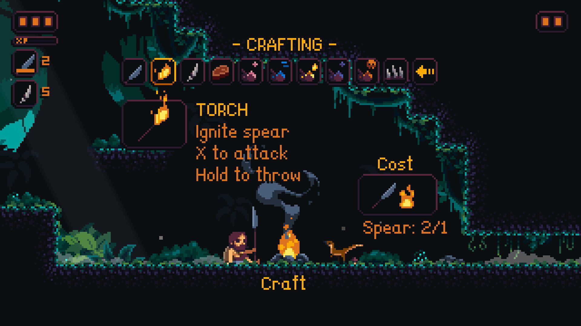 Resting at a camp in Primal Planet