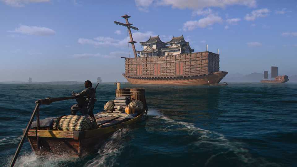 Riding a boat Assassin's Creed Shadows