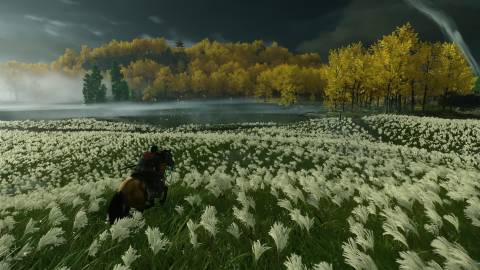 Riding a horse in Ghost of Tsushima