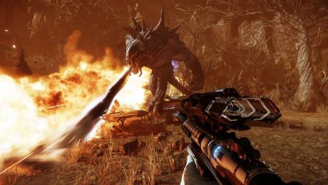 Shooting a monster in first-person - Evolve