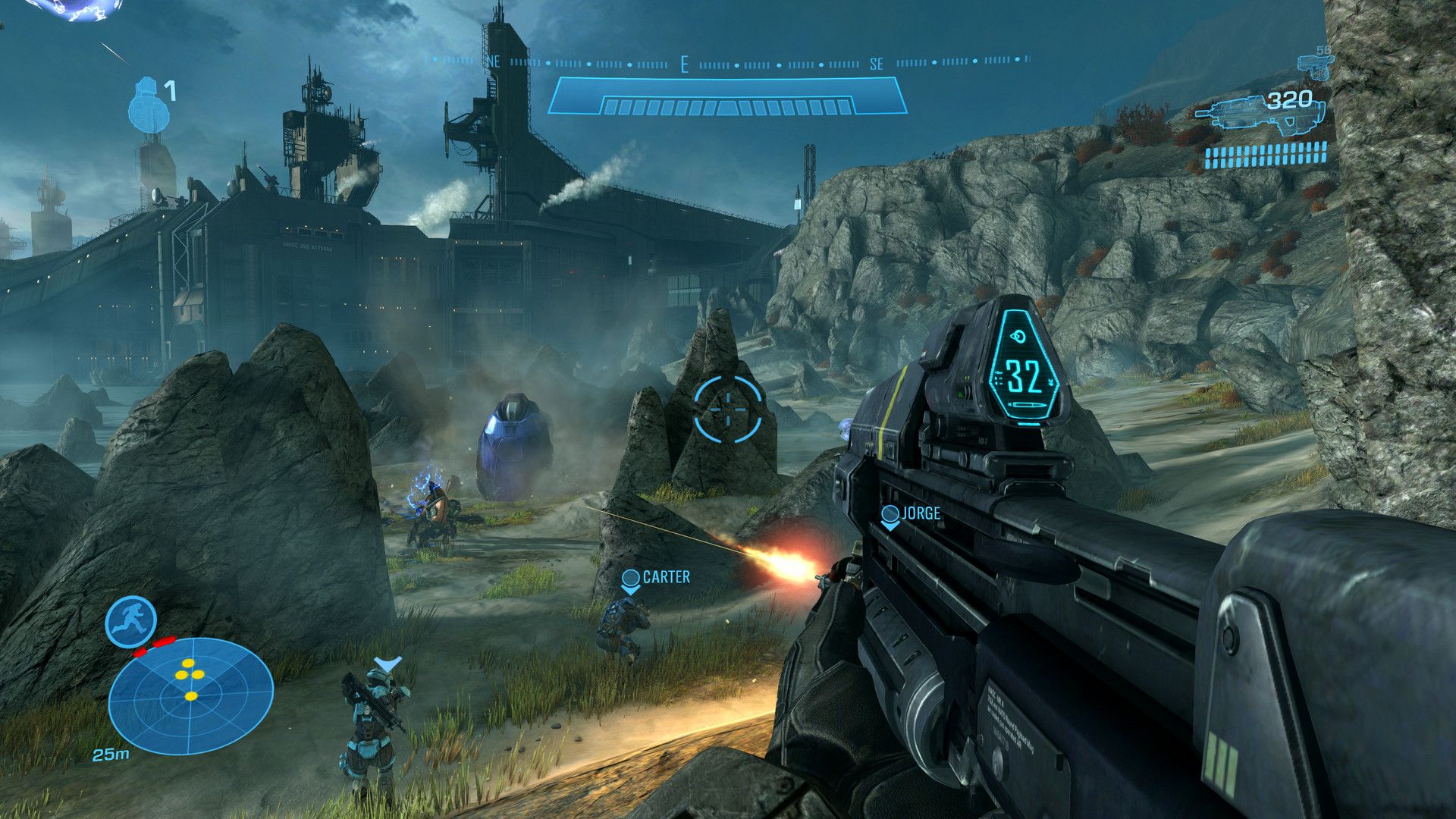 Shooting enemies in Halo Reach