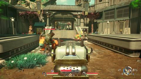 Shooting enemies with a rifle in The Outer Worlds 2