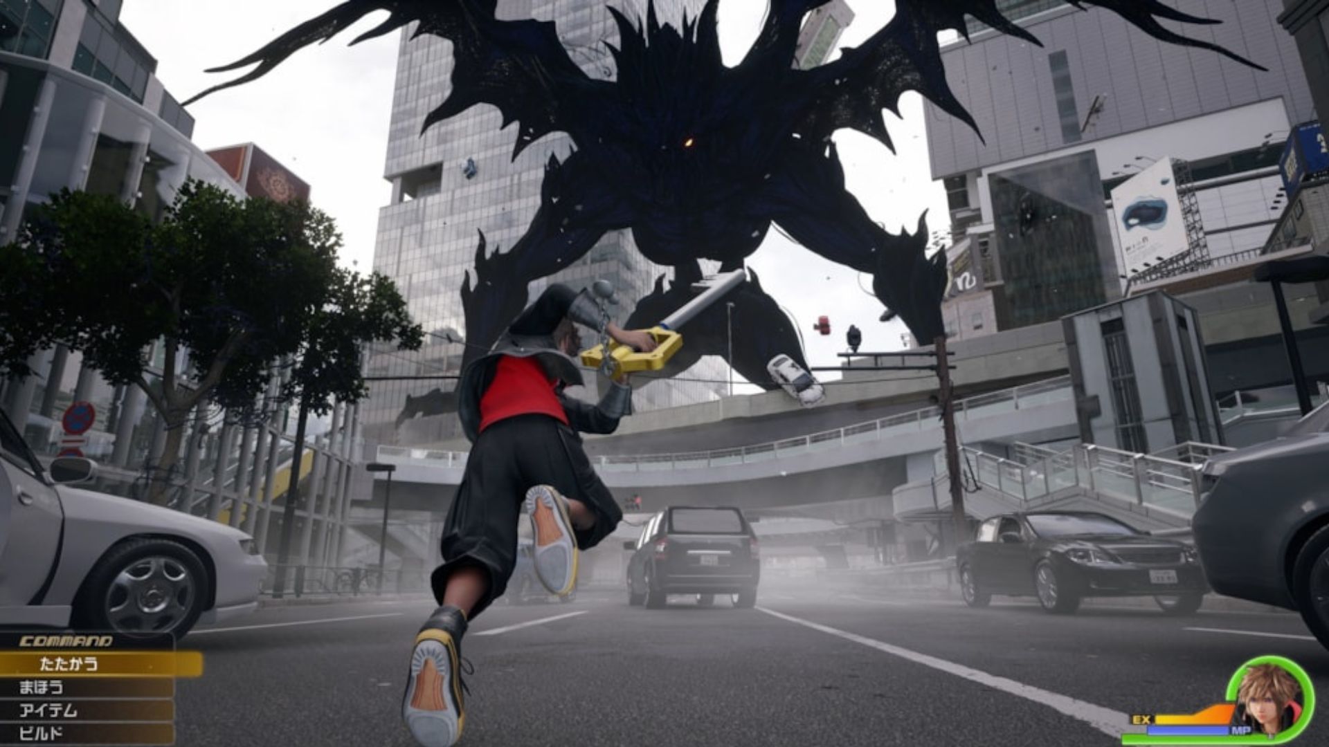 Sora runs to take down a giant Darkside - Kingdom Hearts 4