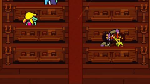 Susie and Kris drinking juice in Chapter 4 - Deltarune