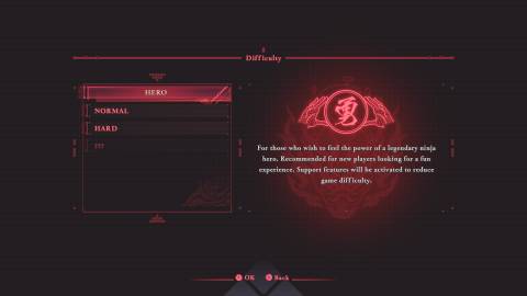 The Difficulty menu in Ninja Gaiden 4