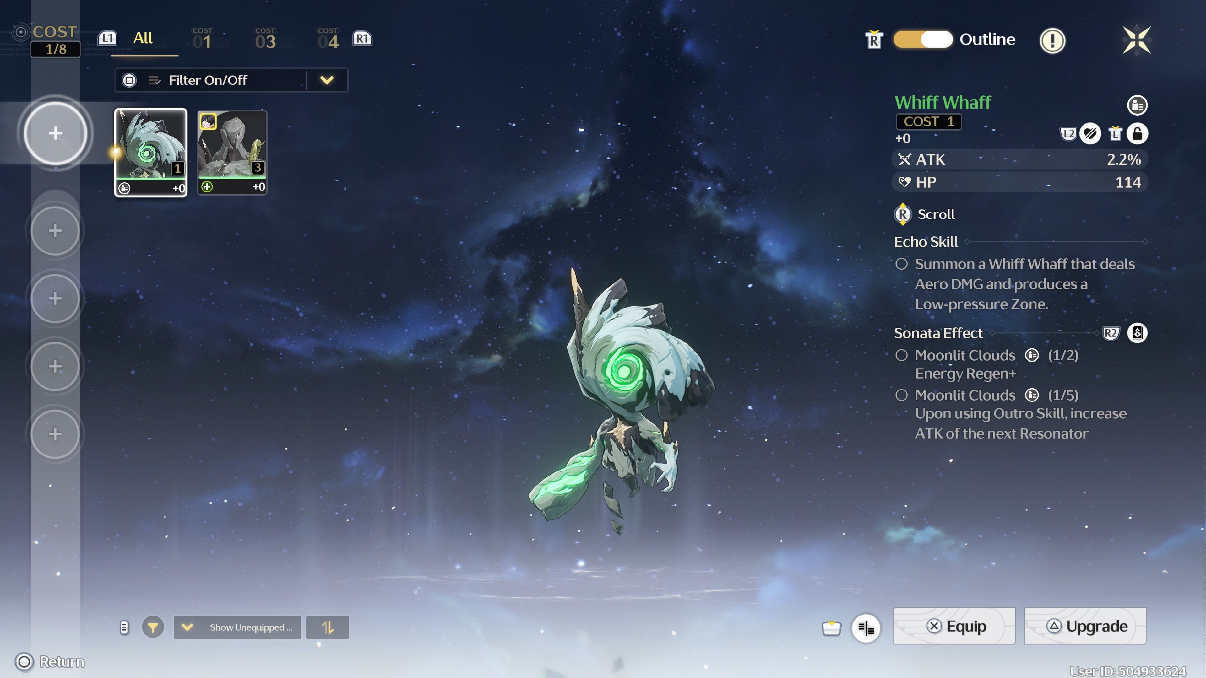 The echo menu in Wuthering Waves