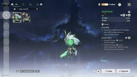 The echo menu in Wuthering Waves