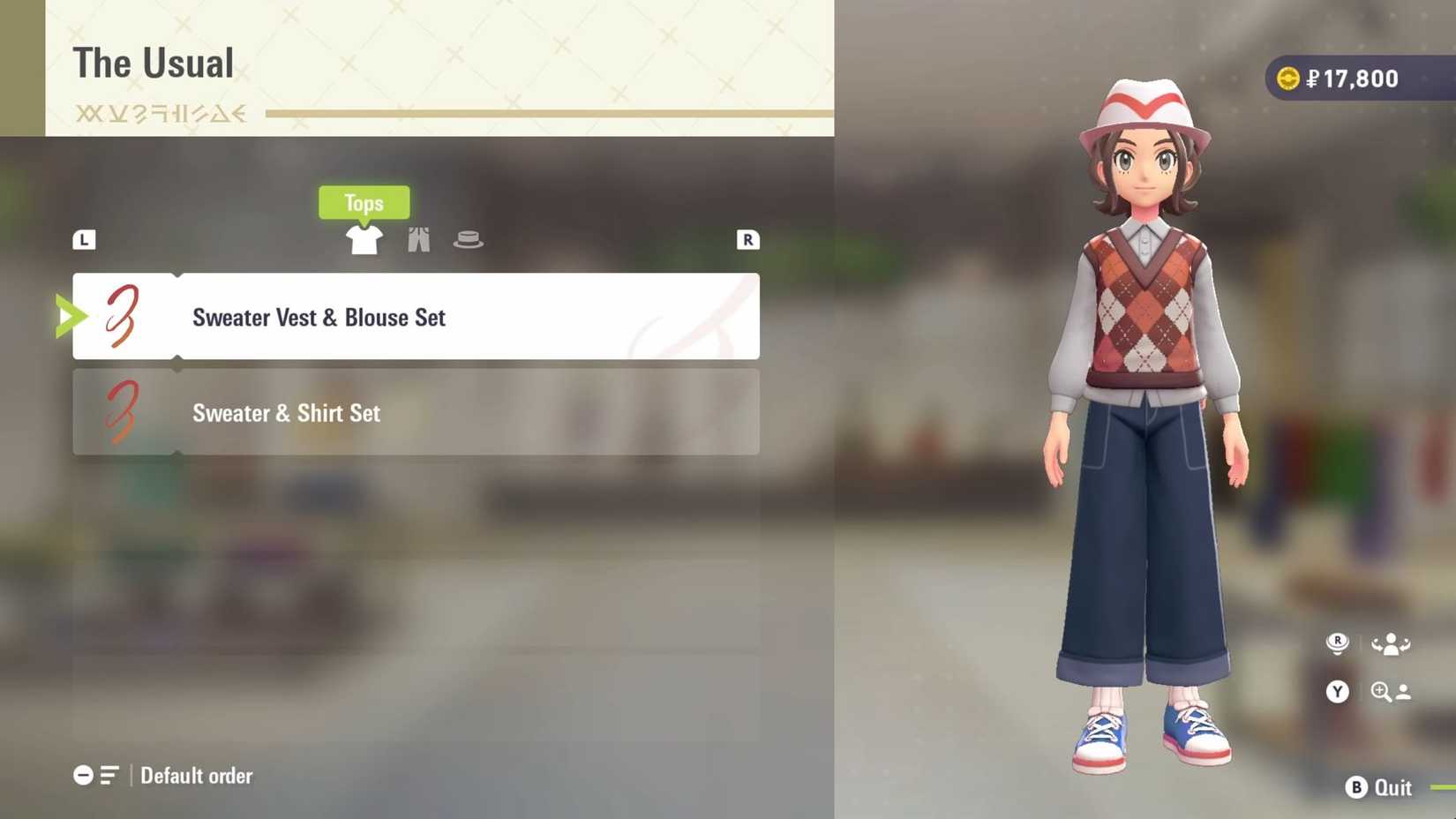 The female-looking avatar trying out different clothes - Pokemon Legends Z-A