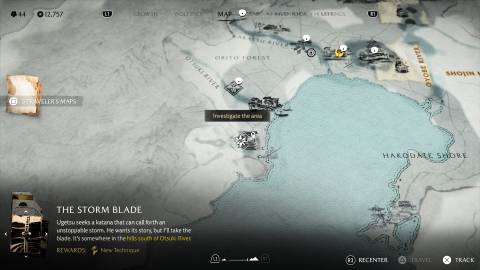 The forgotten shrine map in Ghost of Yotei