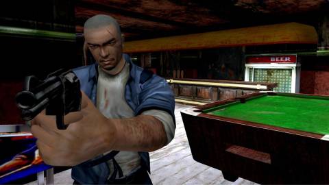 The main character pointing a gun - Manhunt
