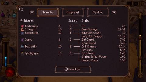 The stats menu in Ball X Pit