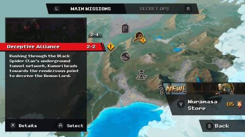 The world map in Ninja Gaiden Ragebound