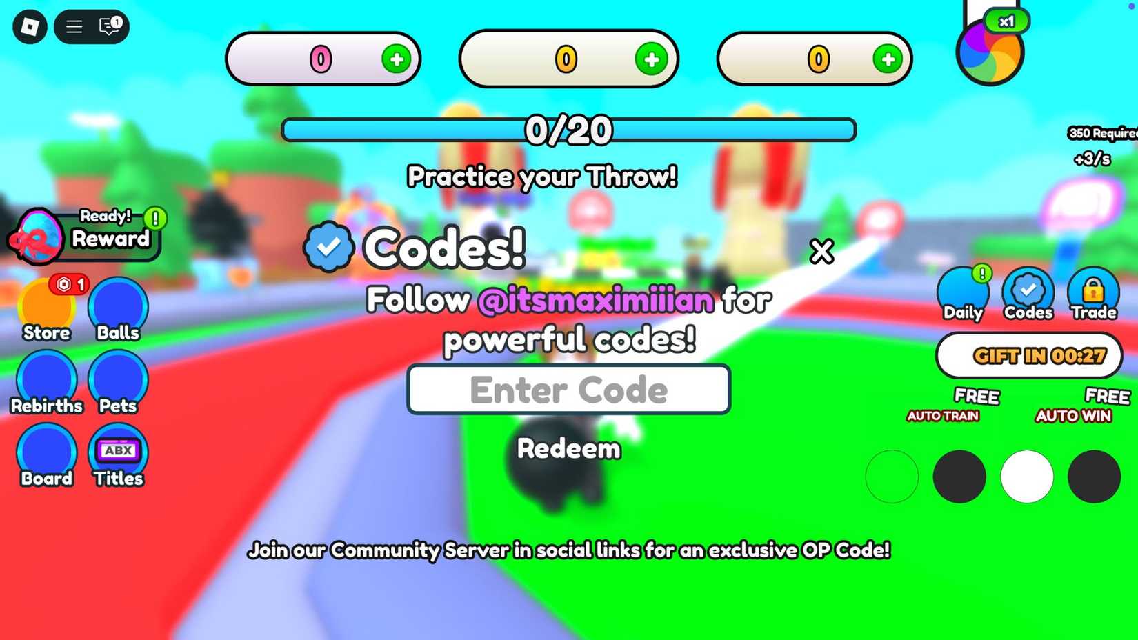 Arremesse uma bola de basquete - a aba de códigos