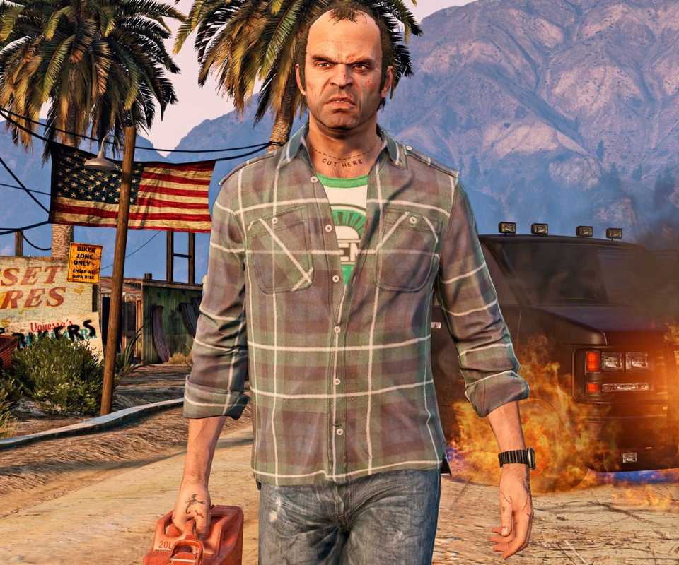 Trevor sets a car on fire - Grand Theft Auto 5