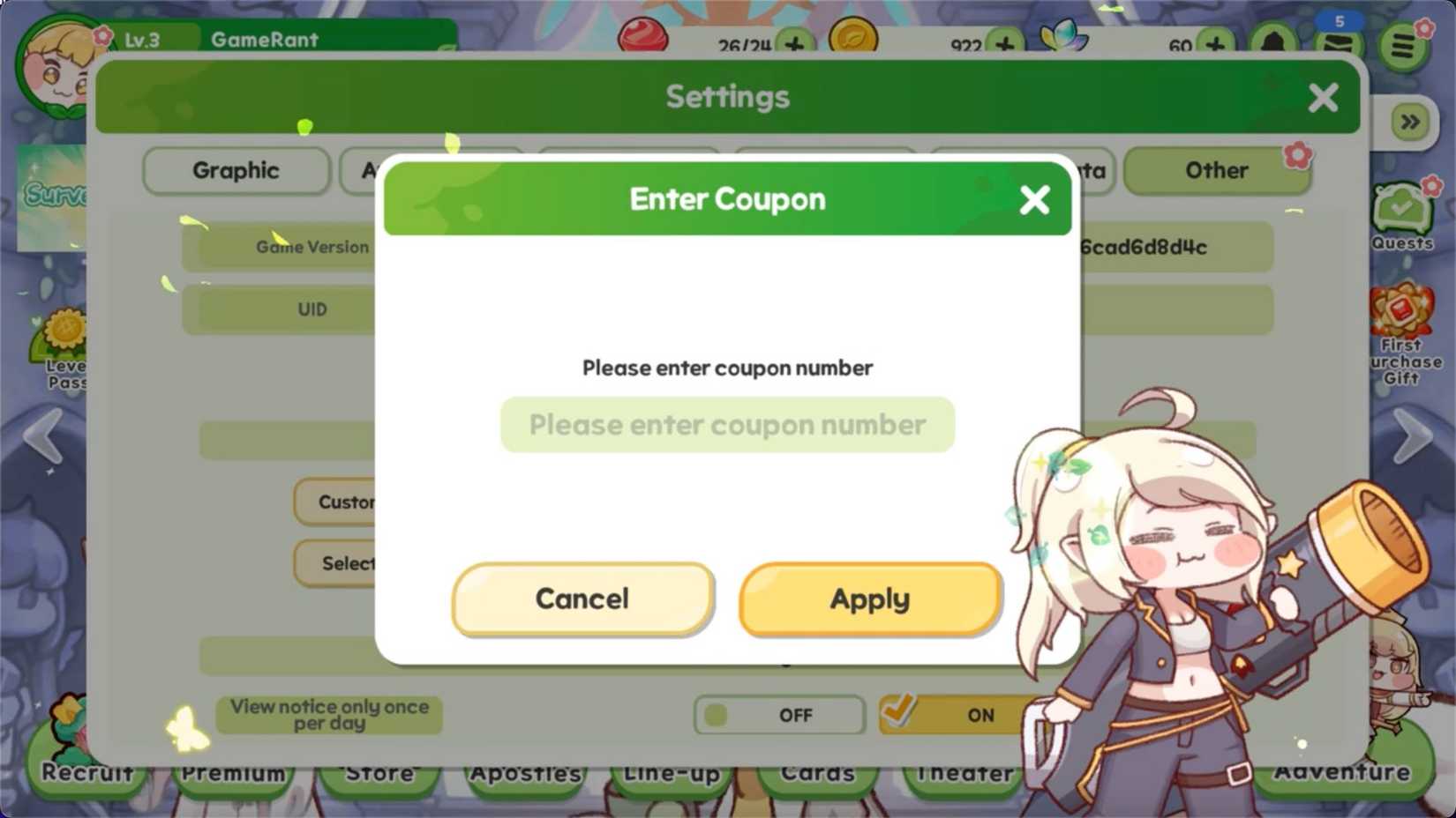 Trickcal: Chibi Go to the codes tab