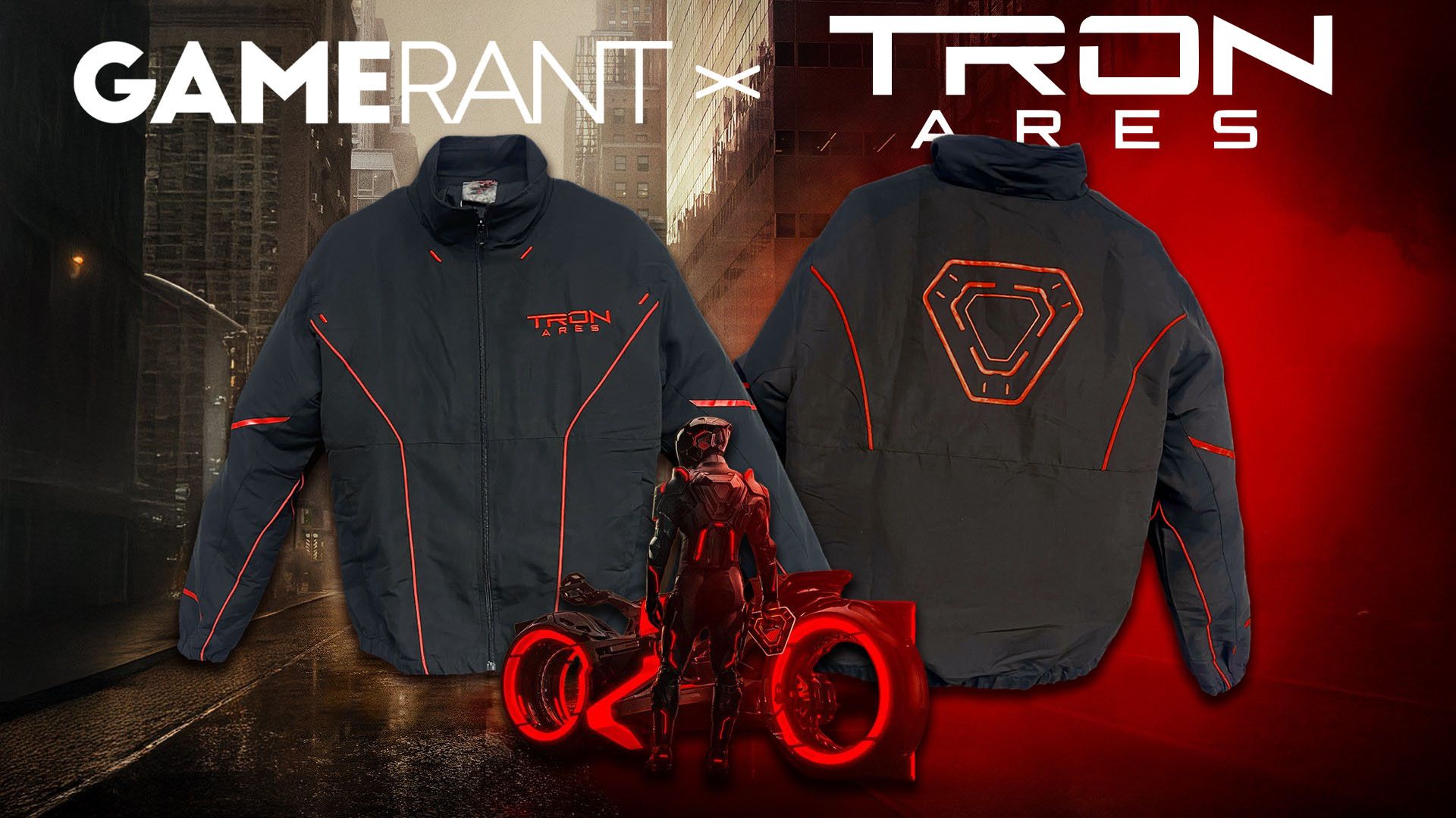 Two Tron: Ares jackets with the movie logo and The Best War Games's